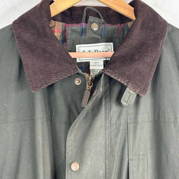 VTG LL Bean Chore Coat Mens XLT Green Flannel Lined Barn Field Jacket Corduroy - Picture 5 of 16